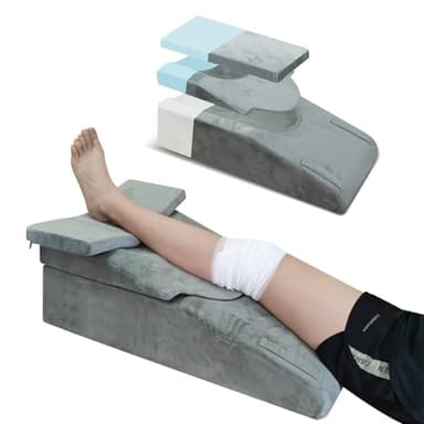 ChunxiFurnis Knee Extender Elevation Pillow for After Surgery Recovery, Memory Foam Leg Pillow for Knee Replacement Surgery, Height Adjustable Cushion for Lower Back Hip Ankle Sciatica Pain Relief