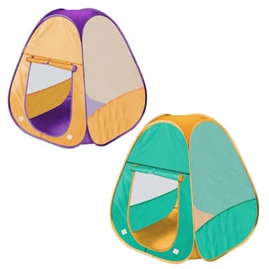 2 Pcs Kids Play Tent Pop Up Tent for Girls and Boys，Automatic Setup and Foldable Playhouse Castle Toys Outdoor and Indoor（Green+Orange）