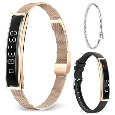 Fitoncloud Smartwatch for Women Men, Ultralight Smart Bracelet with Heart Rate/Blood Oxygen/Sleep Monitor/Pedometer,12 Sports Activity Fitness Tracker, Smart Watch for Android iPhone,2 Bands, Rosegold