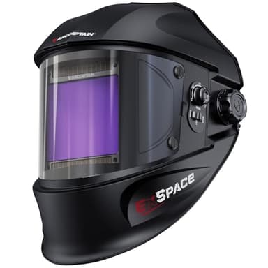 ARCCAPTAIN 3.94"X3.66" Welding Helmet Auto Darkening, 1/1/1/1 Top Optical Clarity Large Viewing Screen Solar Power Welding Hood with 4 Arc Sensor, Wide Shade 4-5/5-9/9-13 for TIG MIG ARC Welding CUT
