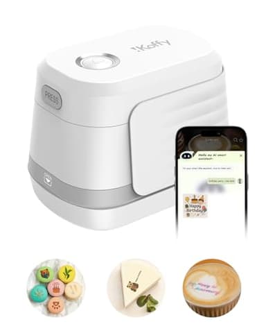 iKoffy EdiBot, AI-Powered Portable Full-Color Food Printer, for Latte Art, Macaron Cookie DIY & Cake Decoration, Pearl White