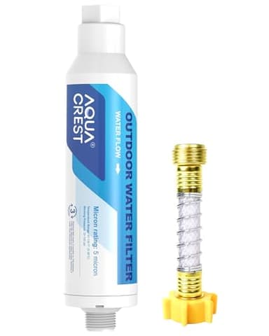 AQUA CREST Inline Water Filter, Dedicated for Car Washing, Yard Cleaning, Reduce Hard Water Spots, Soften Water, Upgraded Formula with 1 Flexible Hose Protector
