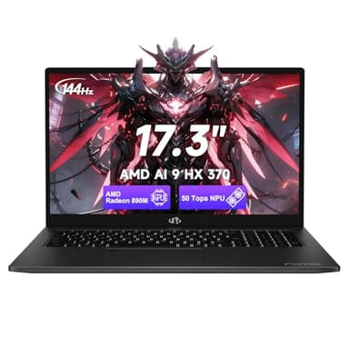 NIMO 17.3" Copilot+ AI Laptop, AMD Ryzen AI 9 HX 370 (Up to 5.1GHz), 16GB RAM 2TB SSD, Radeon 890M, 144Hz FHD Display, 100W Fast Charge, USB 4.0, Fingerprint, Win 11, Gaming & Business