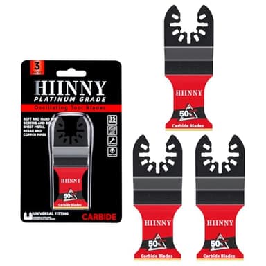 Hiinny 3PCS Carbide Oscillating Tool Blades,Heary Duty for Hard Material,Professional Universal Oscillating Saw Blades,Quick Release for Hard Metal, Nails, Bolts and Screws