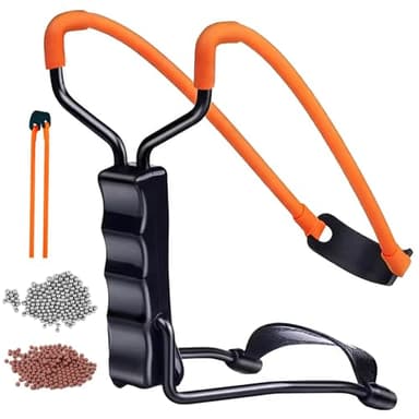 Professional Slingshot Set-A Classic Construction Shooting and Hunting Slingshot with a Sturdy Sling Shot Bow, 2 Packs of Slingshot Ammo,and a Slingshot Band for Adults