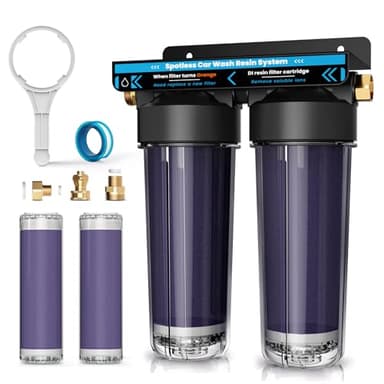 Spotless Water System for Car Wash, Deionized Water Filter with Resin, Water Deionizer for Car Washing, Portable Deionized Water System for RV, Motorcycles, No Towel Drying
