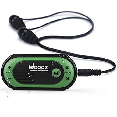 Waterproof MP3 Player, idoooz IPX8 Swimming Music Player with Clip, Underwater Music Player with Headphones for Swimming, Running Jogging (Includes Underwater Headphones)