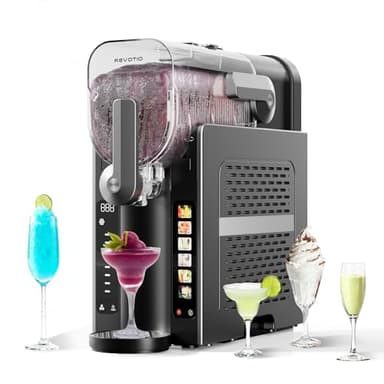 REVOTIO Slushie Machine for Home, 88 oz Slushy Machine, No Ice Needed Frozen Drink Maker with 6 Presets, Quiet, Auto-Clean, LED Display, Black, Perfect for Margaritas, Frappés, Milkshakes and More