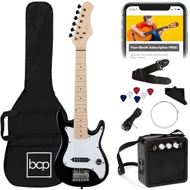Best Choice Products 30in Kids Electric Guitar Beginner Starter Kit w/ 5W Amplifier, Strap, Gig Bag, Strings, Picks - Black