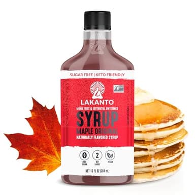 Lakanto Sugar Free Maple Syrup With Monk Fruit & Erythritol For Pancakes, Waffles, Oatmeal, Coffee, Tea, Granola, Frosting & Dressing, Zero Sugar, Keto, Vegan, Gluten Free, 1 G Net Carbs, 13 Fl Oz