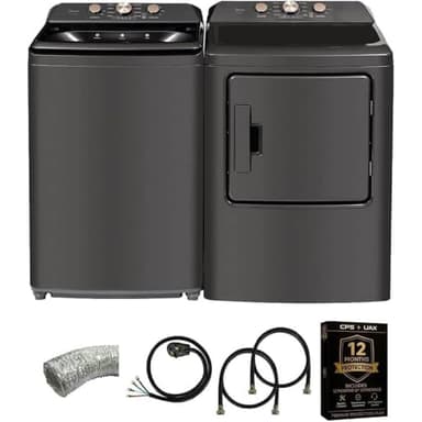Midea MLTW41A1KIT1 Gray Top Load Washer and Dryer Pair MLTW41A1BGPR 4.1 Cu Ft High Efficiency Washer and 6.7 Cu Ft Ele