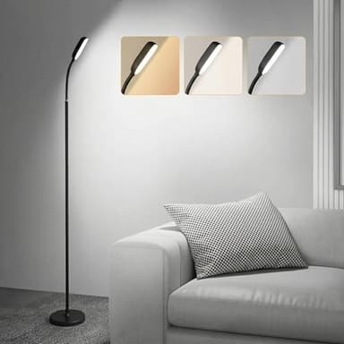 YUWLDD Cordless Floor Lamp, Rechargeable Battery Portable Floor Lamp for Living Room, Battery Operated Lamp, Touch Control for Reading Camping, 3 Color Temperatures Emergency Lighting(Black)