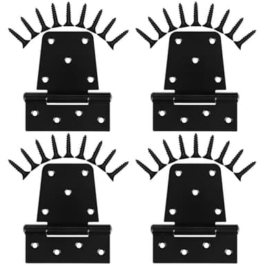 Heavy Duty Gate Hinges 3.5 inch 4 Pack Extra Thick Industrial T Hinges Barn Door Hinges Shed Door Hinges for Large Wooden Gates Wood Fence Outdoor - Black Iron Finish (Screws Included)