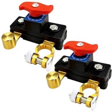2pcs Car Battery Cut Off Switch, Car Battery Power Cut Off Switch Breaker, Pure Copper Battery Disconnect Switch Manual Rotary Battery Shut Off Switch for Car Truck Boat Rv Supplies, 12v-24v