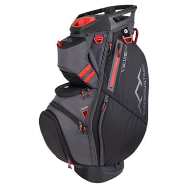 Sun Mountain Men's C130 Lightweight Cart Golf Bag 14-Way Top - 11 Pockets, Smart Dual Strap System, Push-Electric-Riding Cart Compatible Compression Base, 2025 Model - Steel-Black-Red