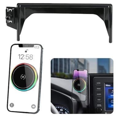 LUNQIN Car Magnetic Phone Mount for 2019-2025 Toyota RAV4 LE XLE and RAV4 Hybrid LE XLE SE Woodland XLE-Premium and RAV 4 Prime SE Auto Accessories Cell Phones Holder Fast 15W Wireless Charger
