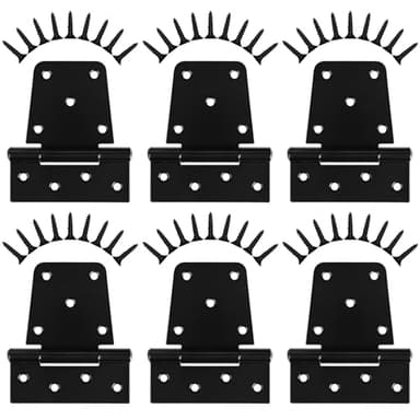 Heavy Duty Gate Hinges 3.5 inch 6 Pack Extra Thick Industrial T Barn Door Hinges Shed Door Hinges for Large Wooden Gates Wood Fence Outdoor - Black Iron Finish (Screws Included)