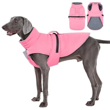IECOii Dog Coat Reflective Cold Weather Jackets Adjustable Snow Jacket for Walks Water-Resistant Warm Vests Windproof Winter Fleece Vest Jacket for Labrador Golden Retriever Doberman, Orange, Size 3XL