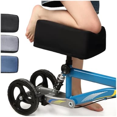 SLINRKE Knee Scooter Cushion Cover - Soft and Comfortable Knee Scooter Pad with Removable 2'' Thick Memory Foam Cushion, Black