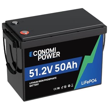 48V 50Ah Lifepo4 Battery Mini Size, EconomiPower 48 Volt Lithium Battery with Class A cells, BMS 50A, 2560Wh Usable Energy for Rvs, Boats, Trolling Motors, Solar and Off Grid Living