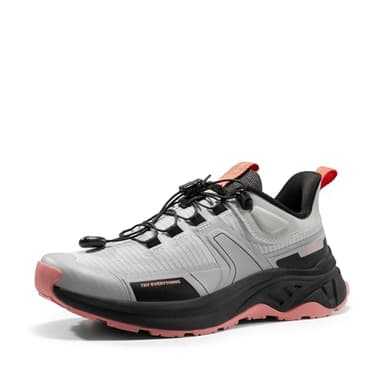 NORTIV 8 Women's Lightweight Hiking Shoes Quick Laces Outdoor Fashion Sneakers Gladiator,Size 7.5,Grey Pink,SNHS239W