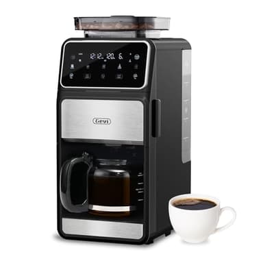 Gevi 10 Cup Drip Coffee Maker with Built-in Grinder, Grind ＆ Brew Burr Combo Coffee Machine with Touch Screen, Programmable, 4-Hour Warm Plate, Permanent Filter, Coffee Carafe
