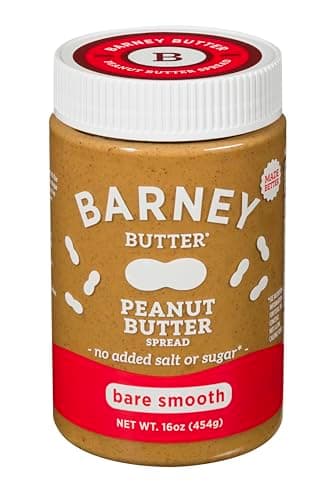 Barney Butter Peanut Butter, Bare Smooth, 16 Ounce Jar, Natural, No Stir, Non-GMO, Gluten Free, Keto, Vegan
