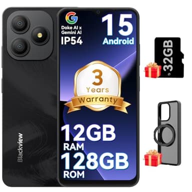 Blackview Wave 9C Unlocked Android Phones, Android 15 Cell Phone Unlocked, 6.56" Smartphones, 12+128GB/2TB，13MP+8MP，5000mAh，Fingerprint/Face ID, Black