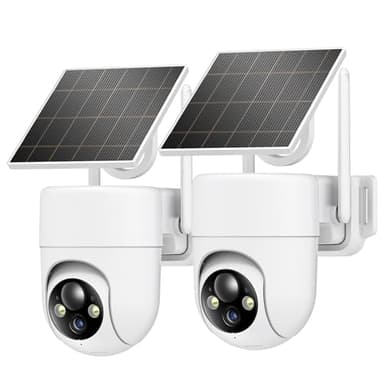 Oculview 2K Solar Security Cameras Wireless Outdoor, 2PCS Outdoor Camera Wireless with 360° View, Cameras for Home Security with Color Night Vision, Only Support 2.4GHz Wi-Fi