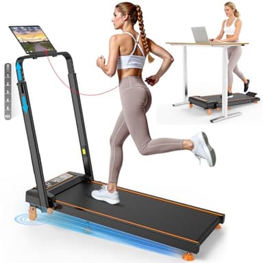 Walking Pad Treadmill with Incline & Adjustable Height, 4 in 1 Folding Under Desk Treadmill, 2025 Upgraded 3.5HP Walking Pad with Handle Bar, Electric Portable Treadmills for Home 350LBS, LED Display