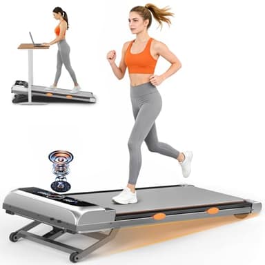 Walking Pad Treadmill with 15% 12-Level Auto Incline & UI Screen, Trisomy 3.5HP Foldable Under Desk Treadmill with Bluetooth Speaker, Portable Treadmills for Home Office 450LBS, Remote, RGB Light