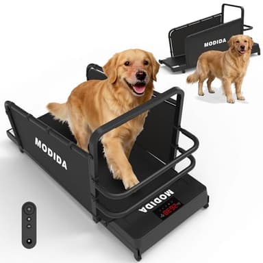 MODIDA Dog Treadmill with Adjustable Speed, Pet Treadmill for Dogs, 1–8 km/h Indoor Exercise Machine for Small & Medium Dogs, Quiet Motor, LED Display, Remote Control
