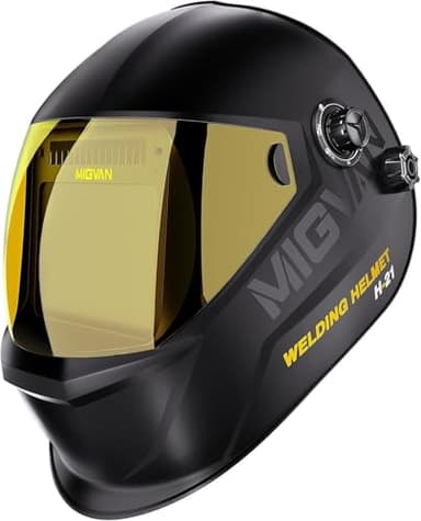 MIGVAN Welding Helmet Auto Darkening True Color Large Viewing, Welding Hood Solar/Rechargeable Battery Powered, Wide Shade 4/5-13 with 4 Arc Sensor, Optical Clarity Welder Mask for TIG MIG ARC Grind