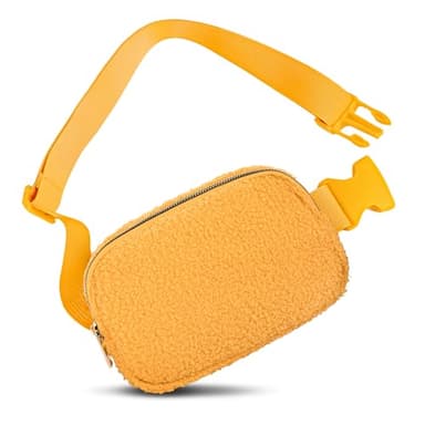 Frenou Fleece Belt Bag with Adjustable Strap for Women and Men Crossbody Fanny Bag Bum Bag Yellow