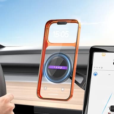 LOXP Upgrade Tesla Phone Mount [Strong Magnetic & Foldable] MagSafe Car Mount for Tesla Model 3/Y/Juniper, 360 Rotating Tesla Phone Holder Fits for iPhone 17 16 15 Pro Max, Tesla Accessories