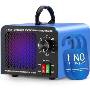 120,000mg/h Ozone Generator, High-Capacity Ozone Odor Eliminator with Negative Ion, Ozone Machine Odor Removal for Car, Home, Pets, Smoke, Commercial/Industrial Use - Covers Up to 6,000 Sq.Ft
