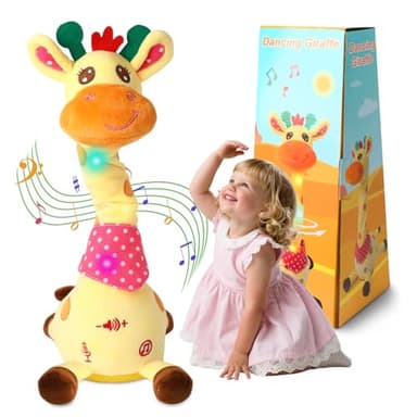 LLUKEME Dancing Giraffe Toy Stuffed Animal Toddlers Gifts for Easter Baby Toys Singing Song Toddlers Toy Repeats What You Say Glowing Musical Toy for Baby Birthday Gift Groovy Giraffe Toy