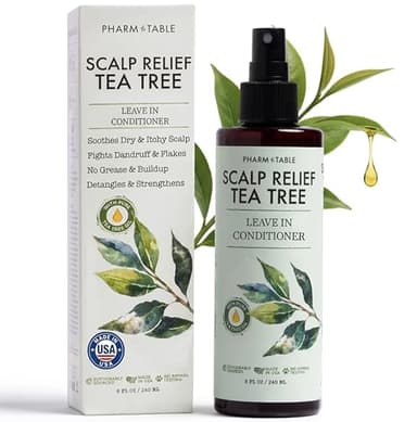 Leave In Conditioner Spray - Tea Tree Scalp Treatment - Anti-Dandruff and Dry & Itchy Scalp Treatment, Hydrating & Medicated Formula for Psoriasis and Scalp Care - Detangles & Nourishes Hair.
