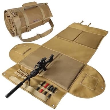 IC ICLOVER Shooting Mats Prone Padded, Tactical Shooting Mat with Widen Elbow Wings, Pockets, Molle Webbings, Bipod Holder, Roll Up Portable Waterproof Hunting Mats for Rifle Long Range Shooting