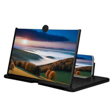 KUVPIUS 16" Mobile Phone Screen Magnifier, 3D HD Screen Amplifier Projector for Movies, Anti-Blue Light Eye-Protecting Screen with Mobile Phone Holder