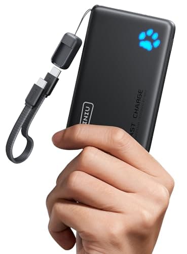 INIU Portable Charger, Ultra Slim 45W Fast Charging with Attached USB C Cable, Flight-Safe 10000mAh PD Power Bank Battery Pack, Travel Essential Phone Powerbank for iPhone 17 16 Samsung S25 Google etc