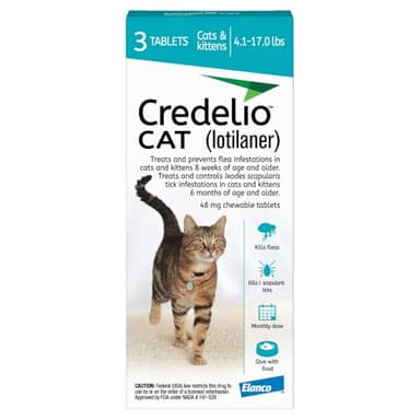 Credelio CAT Flea & Tick Infestation Prevention and Treatment for Cats 4.1-17 lbs. | 3-Month Supply