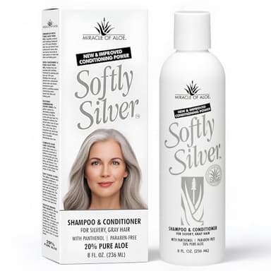 Softly Silver Shampoo Improved Conditioning formula for Gray Hair, 2 in 1 Purple Restorative Hair Wash for Mature Hair, Adds Luster, Bounce & Body, with Panthenol and 20% Pure UltraAloe