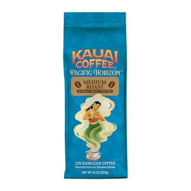 Kauai Coffee Whole Bean Coffee – Smooth, Non-Bitter Pure Arabica – Light Floral Notes & Bright Aroma – Grown on Hawaii's Largest Coffee Farm – Koloa Estate Medium Roast, 1 Pack of 10oz