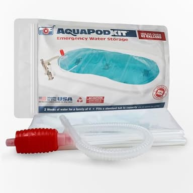AquaPodKit Made in USA - Emergency Bathtub Water Storage Bladder 65-100 Gallon Capacity - BPA Free- Food Grade Materials - Hurricane Disaster Preparedness Supply - Family Survival Supply (Bag)