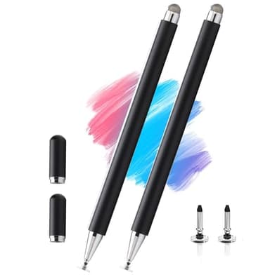 2PCS 2-in-1 Stylus Pen for Samsung Galaxy Tab A9/A9 Plus/A7 Lite/A7/A8/A8 Plus, High Sensitivity&Precision Pencil for iPad/iPhone/Fire/Lenovo/Pixel Tables All Touch Devices (2*Stylus-Black)