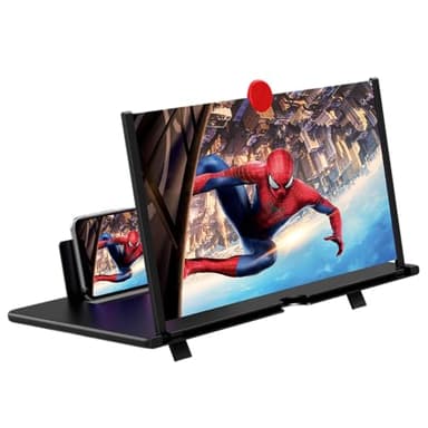 12" Screen Magnifier,3D HD Mobile Phone Magnifier Projector Screen Enlarger for Movies, Videos, and Gaming,Foldable Cell Phone Stand with Screen Amplifier,Supports All Smartphones (Black, 12inch)