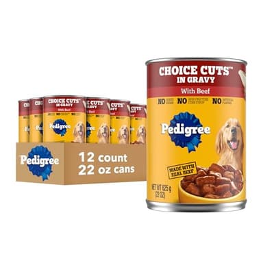 Pedigree Choice Cuts In Gravy Adult Canned Soft Wet Dog Food With Beef, 22 oz. Cans (12 Count, Pack of 1)