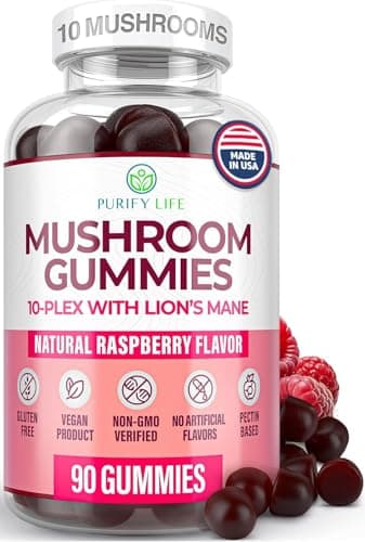 World's First Mushroom Complex Gummies with Lions Mane, Immune Support & Stress Relief, Nootropic Mushroom Supplement for Adults & Children (90 Chews 2500mg/serving)