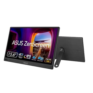 ASUS ZenScreen 16” Portable USB Monitor (MB169CK) - Full HD, IPS, Dual USB-C, Mini-HDMI, Eye Care, Flicker Free, Blue Light Filter, Anti-Glare Surface, 360° Kickstand, 3 yr Warranty